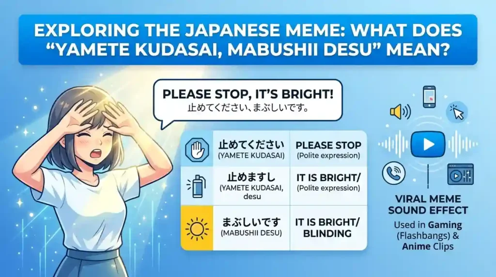 What Does Yamete Kudasai, Mabushii Desu Mean in Japanese Meme Culture?